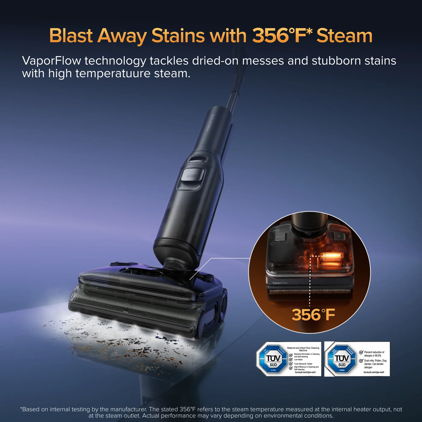 roborock f25 ultra wet dry vacuum with steam and high temperature cl